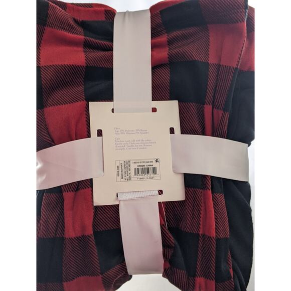 Stars Above Buffalo Check Red Plaid Henley Pajama Set Dark Red S Black Sleep Pjs - Picture 5 of 7